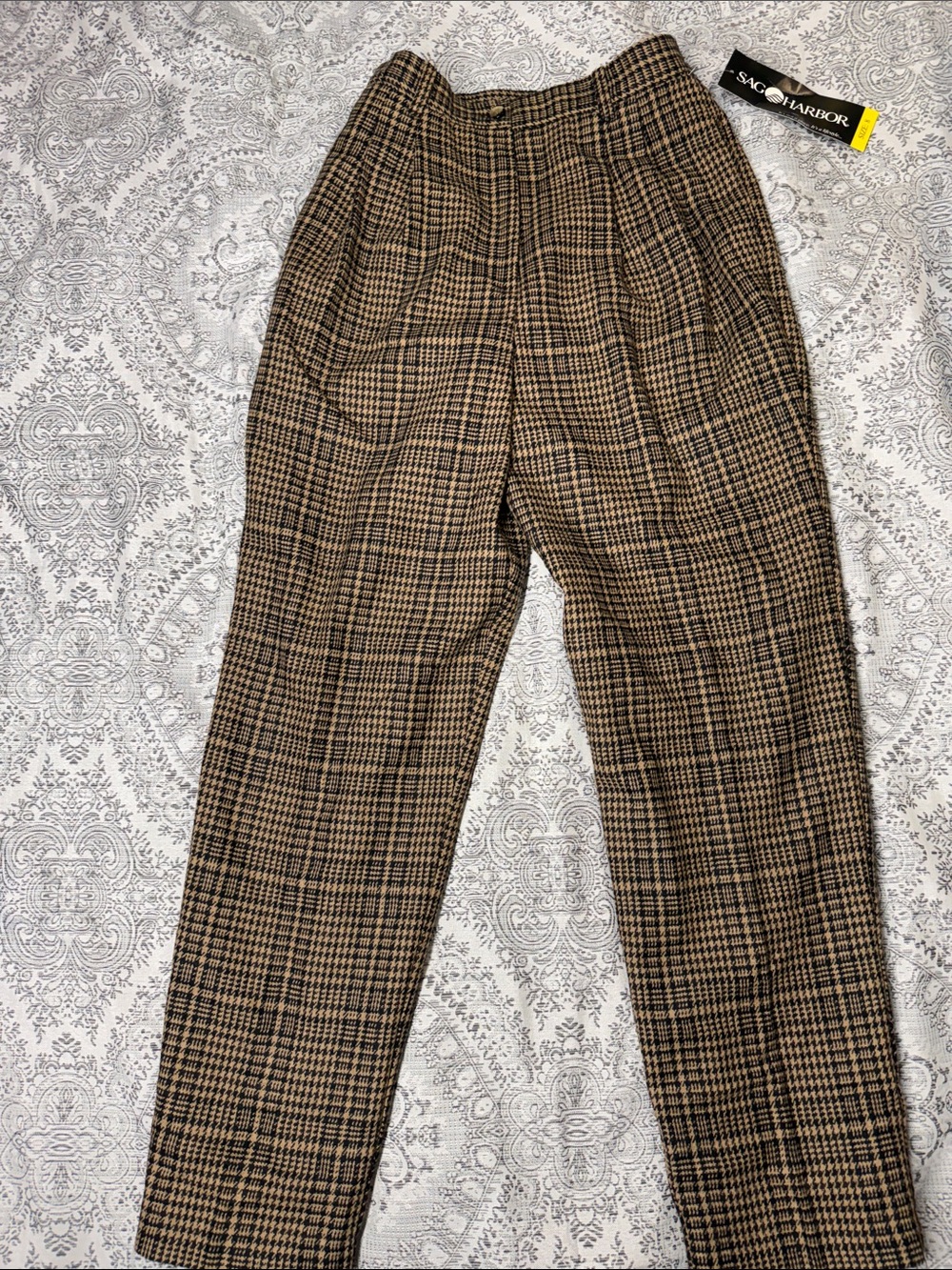 Sag Harbor Brown and Black Plaid Wool Trousers- Size 8
